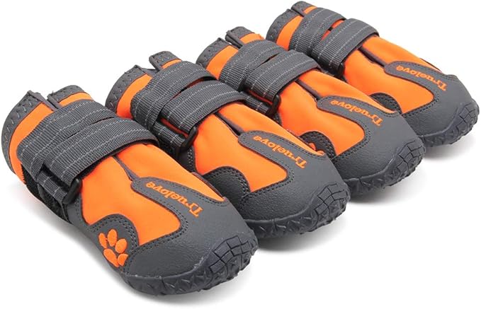 MOKCCI Truelove Dog Boots,Waterproof Pet Shoes with Reflective Straps for Paw Protectors Small Medium Large Dog Summer Winter Snow Outdoor Walking