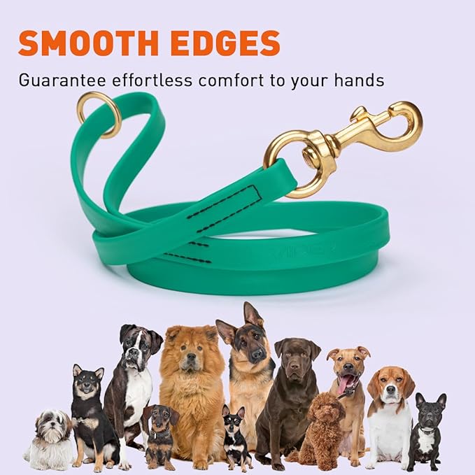 Viper Biothane K9 Working Dog Leash Waterproof Lead for Tracking Training Schutzhund Odor-Proof Long Line with Solid Brass Snap for Puppy Medium and Large Dogs 6ft, Teal