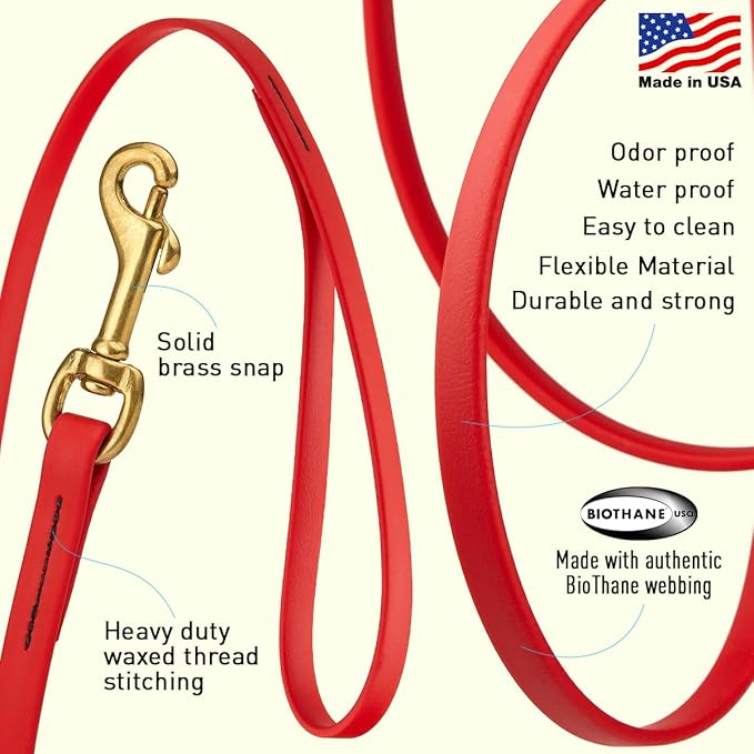 Viper K9 Biothane Working Dog Leash Waterproof Lead for Tracking Training Schutzhund Dog Sport and Search - Odor-Proof Long Line with Solid Brass Snap for Puppy Medium and Large - Water Friendly