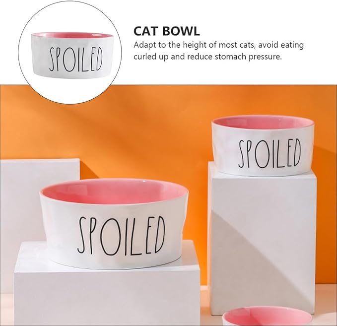 Ceramic Pet Bowl Small Pink Dog Food Bowl with Neck Protection Pet Feeder for Cats and Dogs Feeding Supplies