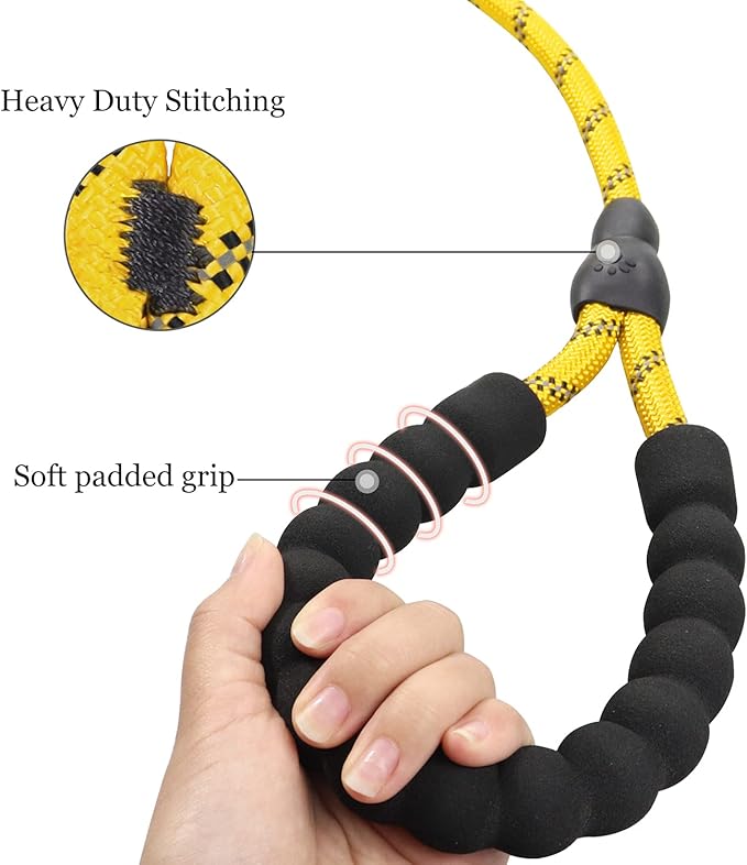 TagME Slip Leads for Dogs, 6 FT Heavy Duty Slip Leash with Padded Handle, Strong Rope No Pull Pet Training Leash for Medium Dogs,Yellow