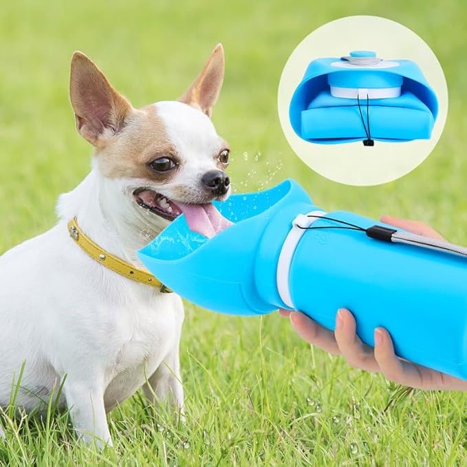 Portable Dog Water Bottle, Collapsible Water Bottle for Dogs Perfect for Walking, Hiking and Outdoors | Works as a Portable Water Bowl | - 550ml (Blue)