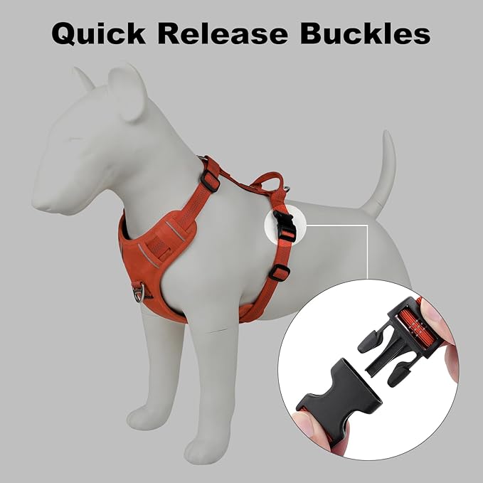 Plutus Pet No Pull Dog Harness, Reflective Adjustable Dog Vest Harness with Handle, Escape Proof, Soft Padded for Small Medium Large Dogs (Orange, S)