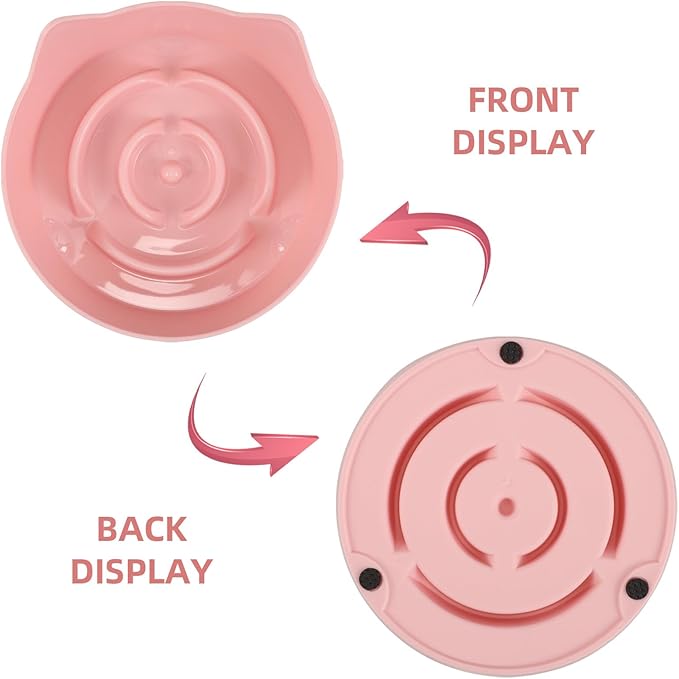 COHEALI Cat Slow Feeder Bowl Non-Slip Plastic Small Shallow Feeding Dish Candy Color Pink for Indoor Cats Kitten Feeding Plate Pet Food Tray