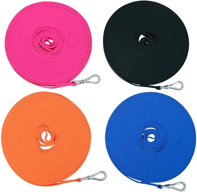 Waterproof Dog Training Leash 50FT 30FT 15FT 10FT 5FT Heavy Duty Recall Long Lead for Large Medium Small Dogs (30FT, Pink)