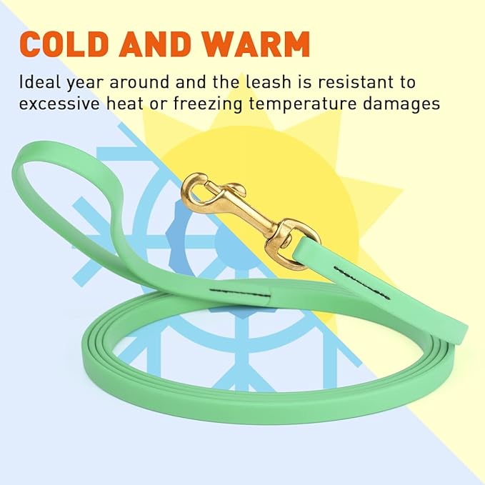 Viper K9 Biothane Working Dog Leash Waterproof Lead for Tracking Training Schutzhund Dog Sport & Search - Odor-Proof Long Line with Solid Brass Snap for Puppy Medium Large 1/2" x 33ft Sea Foam Green