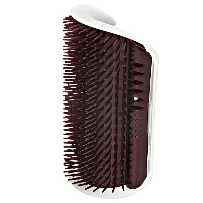 Cat Self Groomer Brush, Plastic Massage Comb with Soft 12.6x8.3cm - Easy Mount Wall Scratcher, Removes Loose Hair, Perfect for Cat Grooming and Play (Coffee)
