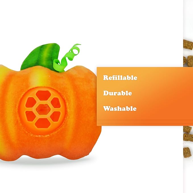 Meowijuana Knock N' Nibble Pumpkin | Refillable Treat Dispensing Cat Toy | Promotes Play and Cat Health | Interactive Puzzle Toy for Felines