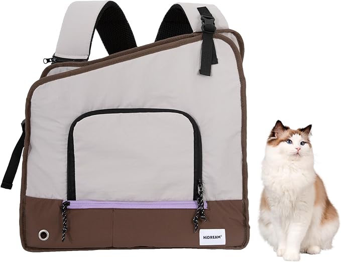 Pet Front Carrier Backpack,Adjustable Nylon Waterproof Cat Dog Chest Carrier with Detachable Shoulder Straps, Front Ventilation & Top Mesh Window,Up to 7kg/15lbs