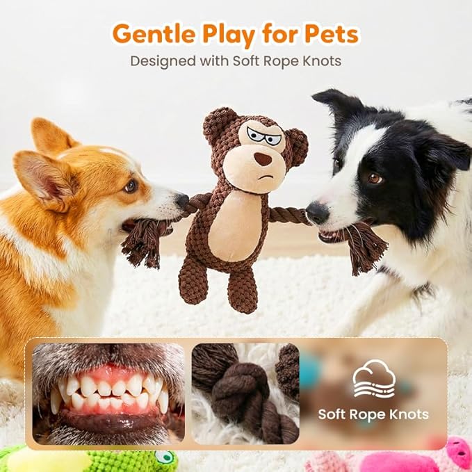 ANYSENT Plush Dog Chew Toys,2026 New Squeaky Dog Toy for Aggressive Chewers, Indestructible Dog Toy for Small Medium Large Dogs to Keep Them Busy Puppy Teething Toy (Cow)