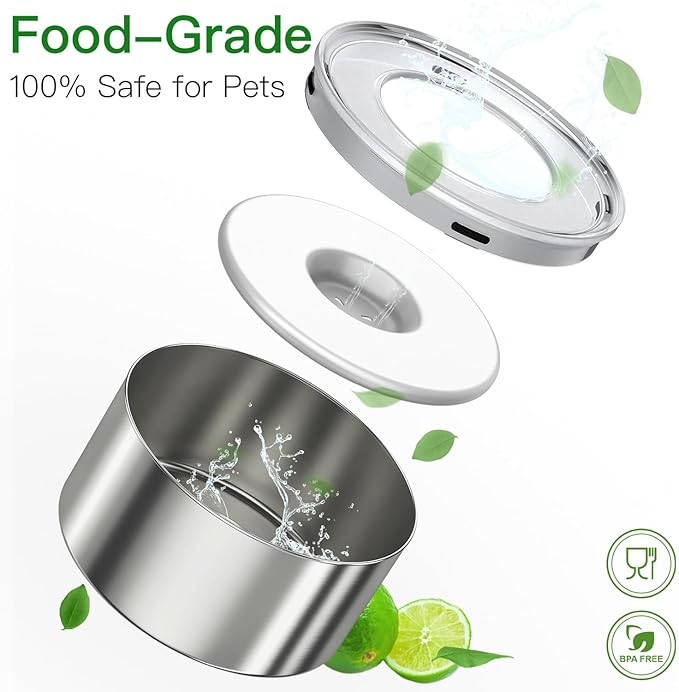 1Gallon Slobber Stopper Water Bowl for Dogs, US Patented Splash-Proof Paws Lid, 18/8 Stainless Steel, Anti-Slip Base, No Spill for Messy Large Medium Dogs, Ear Protection for Floppy-Eared Breeds