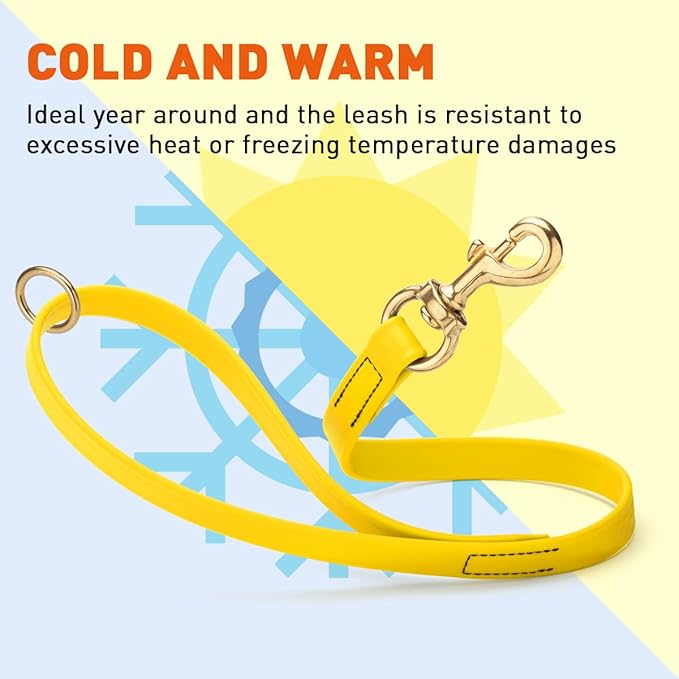 Viper Biothane K9 Working Dog Leash Waterproof Lead for Tracking Training Schutzhund Odor-Proof Long Line with Solid Brass Snap for Puppy Medium and Large Dogs 20in, Lemon Yellow