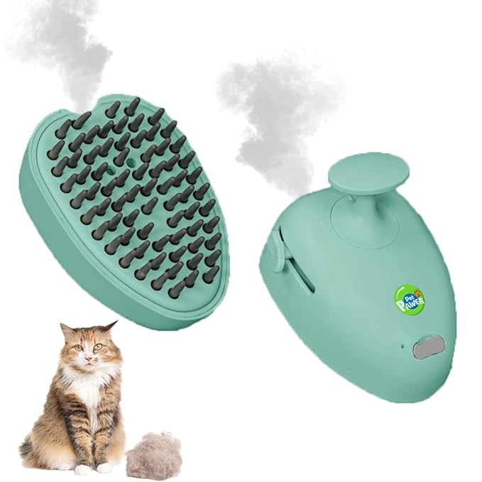 Cat Steam Brush for Shedding, 4 in 1 Rechargeable Steam Brush for Cats and Dogs, Anti-Static, Massage, Cleaning, Shedding & Combing All In One!