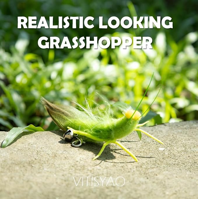 Vitisyao Cat Insect Feather Toys Replacement - 2 Pcs Handmade Natural Grasshopper - Cat Toy Wand Refills - Interactive Kitten Teaser Wand Attachments - Cat Toys for Indoor Cats Play