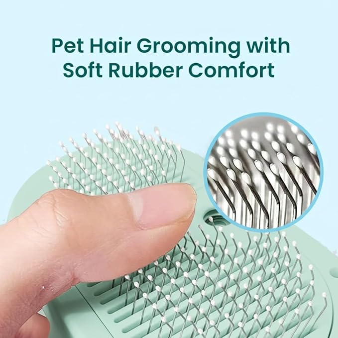 3 in 1 Steam Grooming Brush for Cats & Dogs, USB Rechargeable Hair Removal Comb with Spray Mist & Self Clean Button, Includes 200 ml Shampoo for Indoor Pet Shedding & Detangling, Green