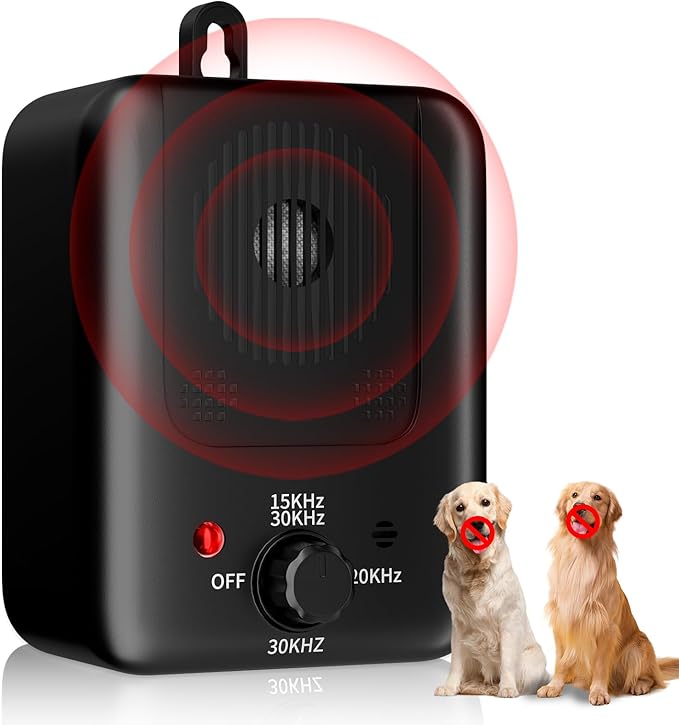 Anti Barking Device for Dogs - 50FT Dog Barking Deterrent Device - 3 Modes Ultrasonic Stop Dog Barking - Rechargeable Bark Stopper Indoor Outdoor Home Garden Automatic Bark Alarm Tool Dogs (Brown)