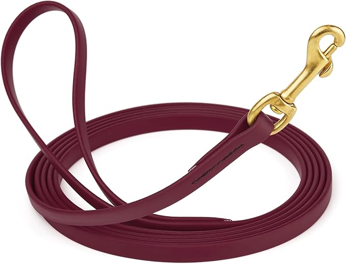 Viper Biothane K9 Working Dog Leash Waterproof Lead for Tracking Training Schutzhund Odor-Proof Long Line with Solid Brass Snap for Puppy Medium and Large Dogs, 15ft Merlot Burgundy