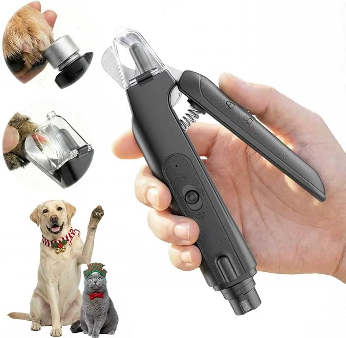 2-in-1 Dog Nail Clippers & Cat Nail Clippers Trimmers for Large Medium Small Dogs Cats Claw Trimmer Quick Sensor and Safety Guard USB Rechargeable with 2 LED Lights Dogs Nail Trimmer (Black)