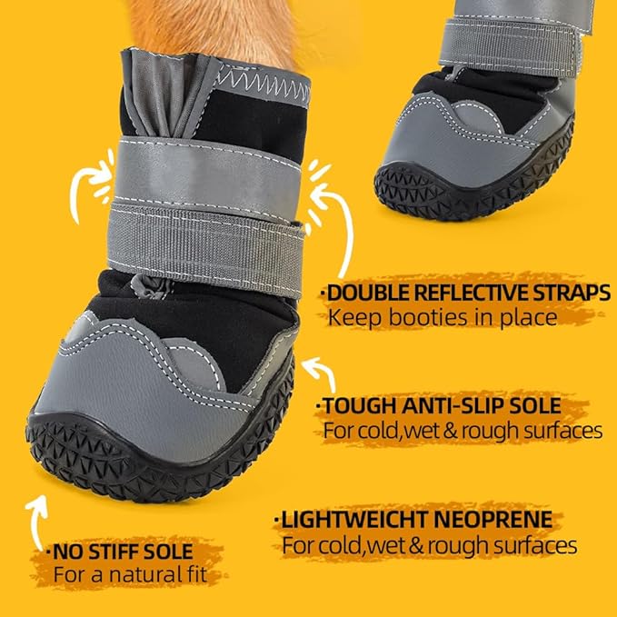 Dog Shoes for Small Dogs, Dog Boots & Paw Protectors for Hardwood Floors, Outdoor Dog Booties for Hot Pavement Winter Snow Hiking, Waterproof Dog Shoes with Reflective Strips Size 2