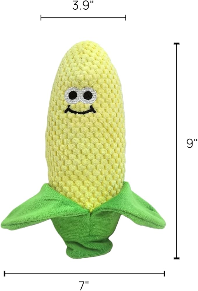 CT SUN Corn & Broccoli Dog Toy Set – Squeaky Plush Teeth-Cleaning Toys with Realistic Texture, Durable Interactive Tug Toys for Dogs and Cats