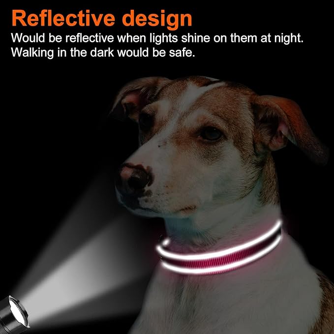 Joytale Reflective Dog Collar, Soft Neoprene Padded, Metal D-Ring, Nylon Pet Collar Adjustable for Extra Large Dogs, Hotpink, XL