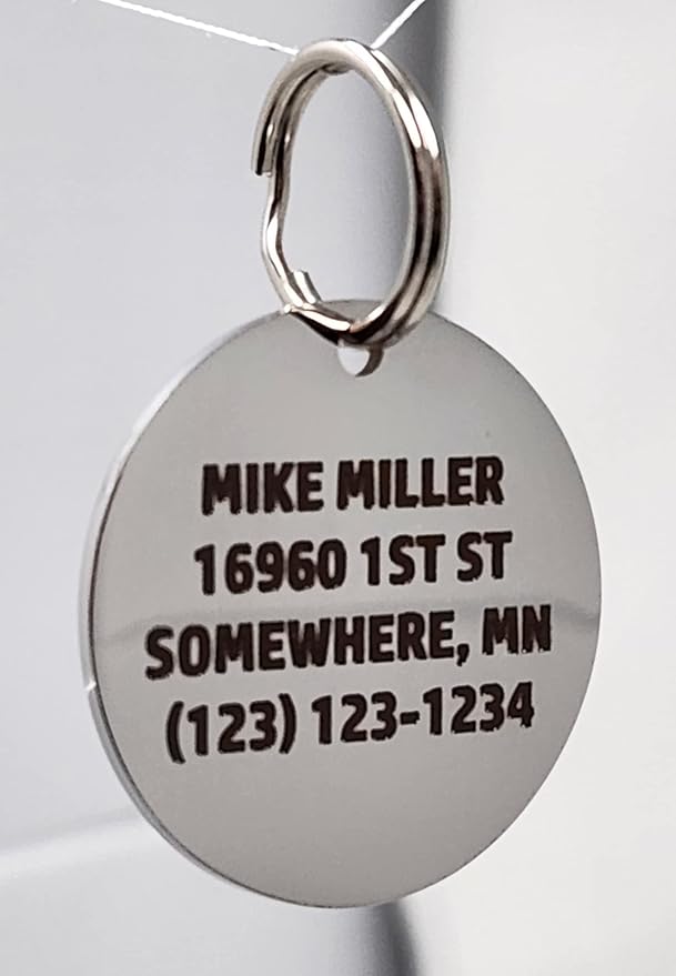 Dr. Fremont's Stainless Steel ID Dog Tags Engraved for Pets Personalized for Cat or Dog Collar Bold Font for Safety (Large, Heart)
