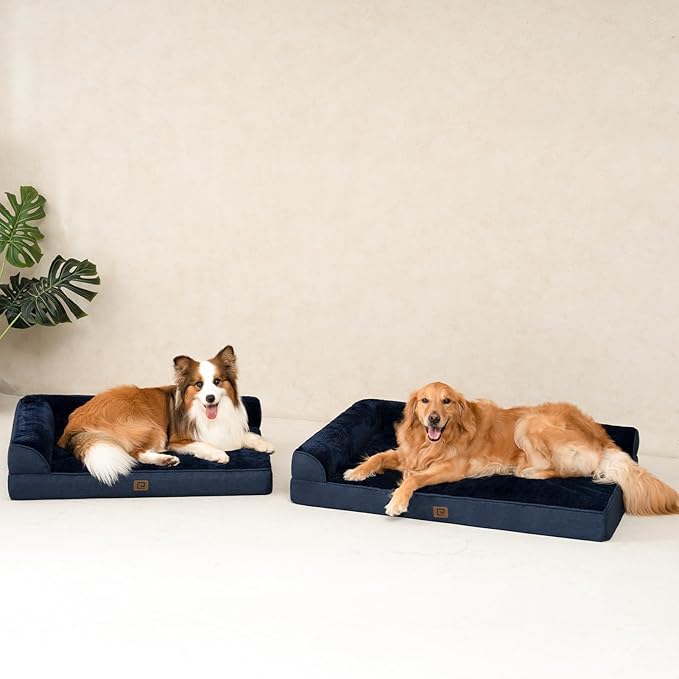EHEYCIGA Memory Foam Dog Bed XLarge Sized Dogs, Extra Large Dog Bed Orthopedic with Washable Removable Cover, Waterproof XL Pet Bed Couch, 44x32x6.5 Inches, Navy Blue