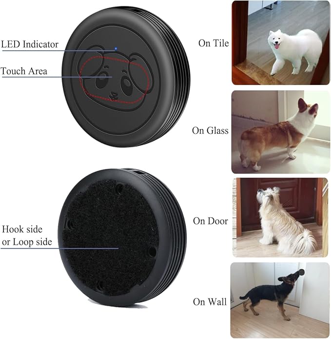 EverNary Dog Door Bell, Wireless Dog Doorbells for Potty Training,Doggie Door Bell with Waterproof Touch Button, Door Bells for Dog to Go Outside (1 Receiver and 4 Transmitters)
