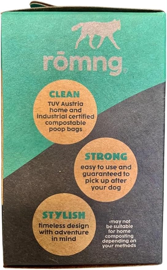Compostable Dog Poop Bags, Plant-Based, TUV Certified, Unscented, Leak-Proof, 12 Rolls, 180 Bags, Black