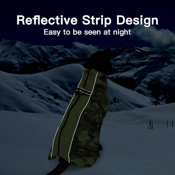 Dog Coat Winter Warm Dog Jackets for Large Dogs Reflective Snowsuit with Harness Fleece Dogs Snow Jacket Waterproof Pet Clothes for Cold Weather