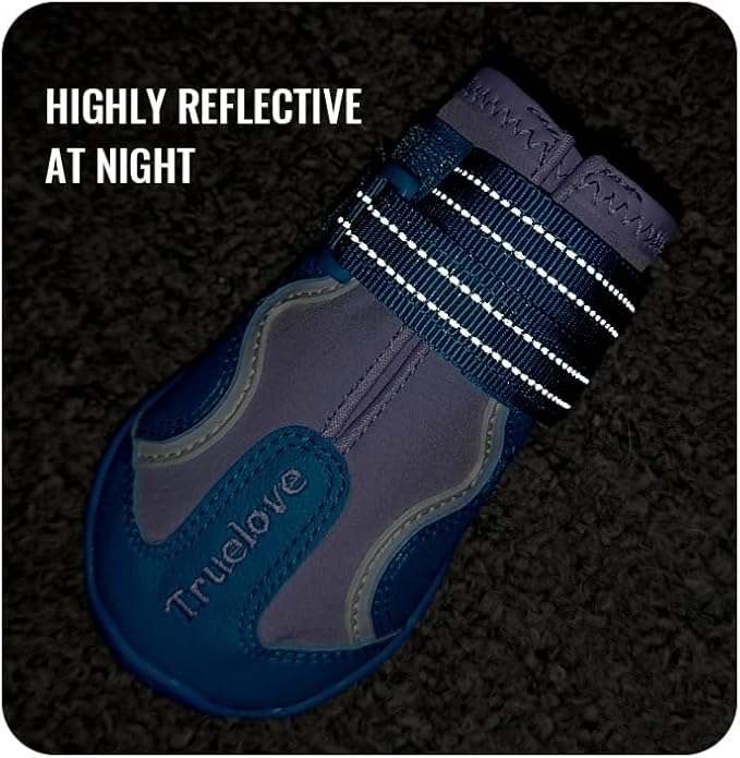 MOKCCI Truelove Dog Boots,Waterproof Pet Shoes with Reflective Straps for Paw Protectors Small Medium Large Dog Summer Winter Snow Outdoor Walking