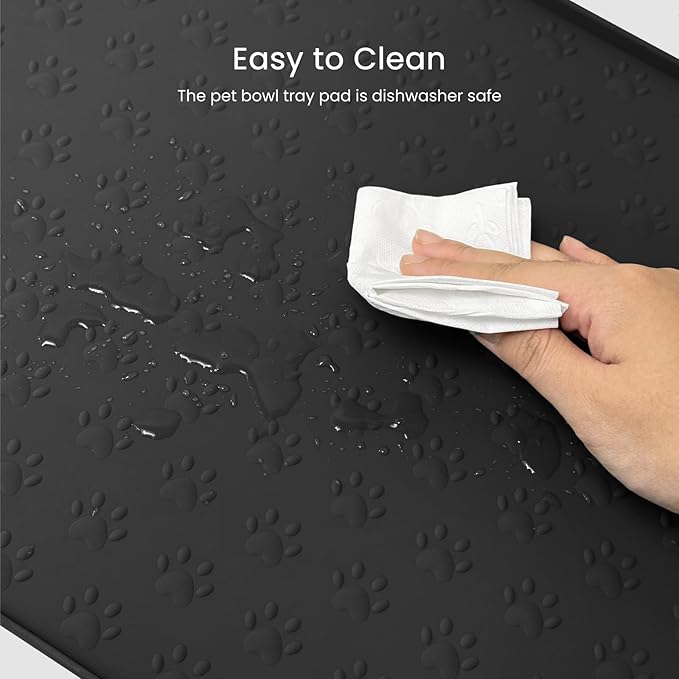 PWTAA Dog Food Mat Anti-Slip Silicone Dog Bowl Mat Thicker Pet Placemat Waterproof Cat Feeder Pad with Raised Edge Puppy Kitten Feeding Mats Suitable Small Medium-Sized Dogs Cats Eating Tray