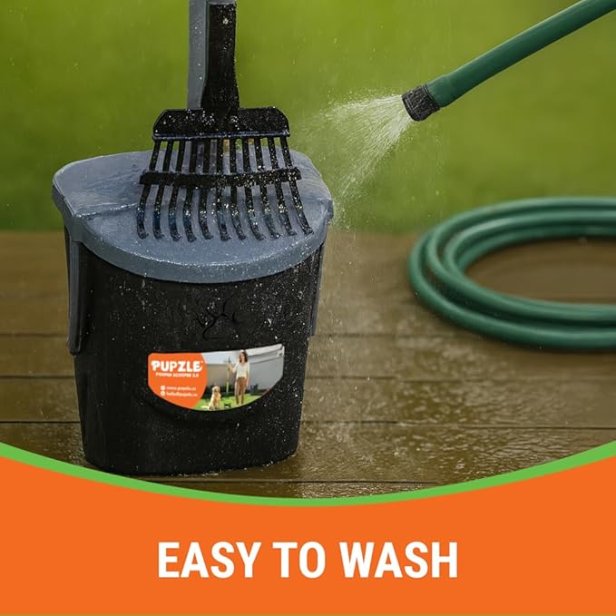 Pupzle Dog Pooper Scooper with Bag Attachment, 40" Long Handle Pooper Scooper for Large Dogs, Dog Poop Scoop for Yard, Large Capacity Swivel Bin and Rake, Lavender Scented Bags (Grey)