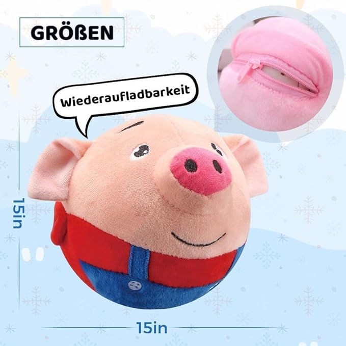 Interactive Dog Toys, Active Moving Pet Plush Toy, 2026 Squeaky Moving Dog Ball, Washable Cartoon Pig Sound Electronic Dog Toy, Shake Bounce Boredom Talking Toys for Dog Cats (Dog)