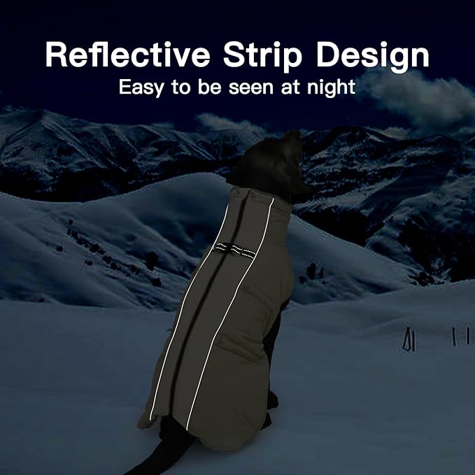 Dog Coat Winter Warm Dog Jackets for Large Dogs Reflective Snowsuit with Harness Fleece Dogs Snow Jacket Waterproof Pet Clothes for Cold Weather