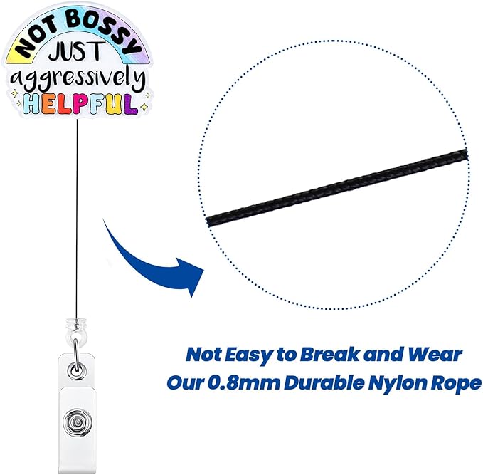Not Bossy Just Aggressively Helpful Funny Nurse Badge Reel, Cute Retractable ID Badge Holder, Name Tag Badge Buddy for RN LPN CNA MA SW PSS CVS Nursing Students Doctor Social Workers, Nurse Gifts