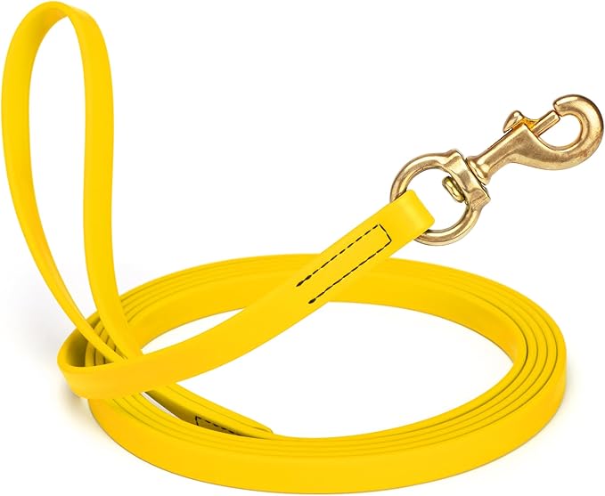 Viper Biothane K9 Working Dog Leash Waterproof Lead for Tracking Training Schutzhund Odor-Proof Long Line with Solid Brass Snap for Puppy Medium and Large Dogs, 10ft Lemon Yellow