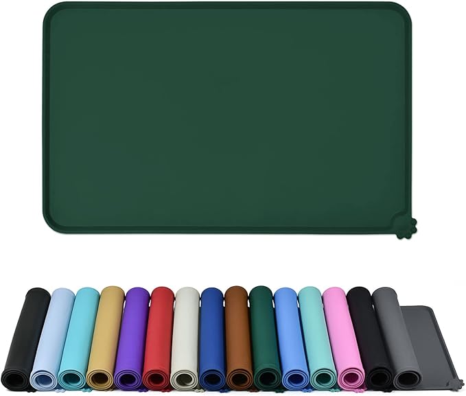 Reopet Waterproof Pet Feeding Mat with High Raised Edges, Heavier and Thicker Placemats for Cat Dog Water Bowl with BPA Free, Dogs Cats Food Mats for Messy Drinkers to Prevent Spill and Protect Floors