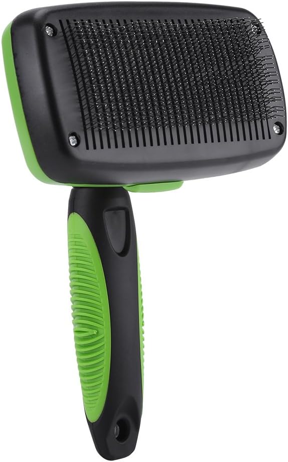 Self Cleaning Pet Slicker Brush Comb, Professional Dog Cat Grooming Tool, Retractable for Easy Hair Removal, Ergonomic Handle for Long Hair Medium Short Thick Wiry Curly C