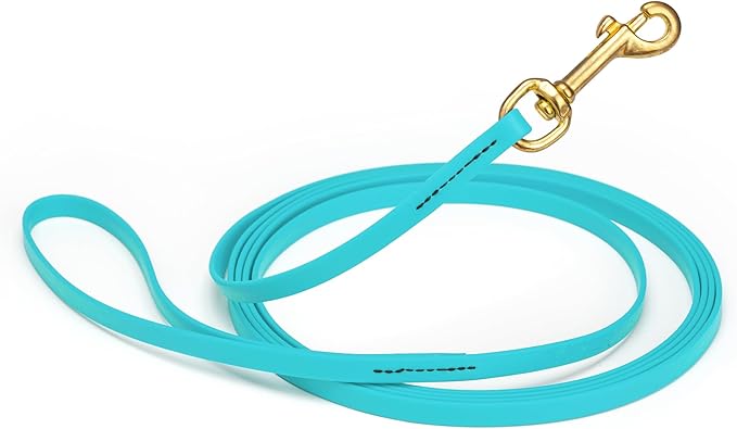 Viper Biothane K9 Working Dog Leash Waterproof Lead for Tracking Training Schutzhund Odor-Proof Long Line with Solid Brass Snap for Puppy Medium and Large Dogs, 10ft Sky Blue