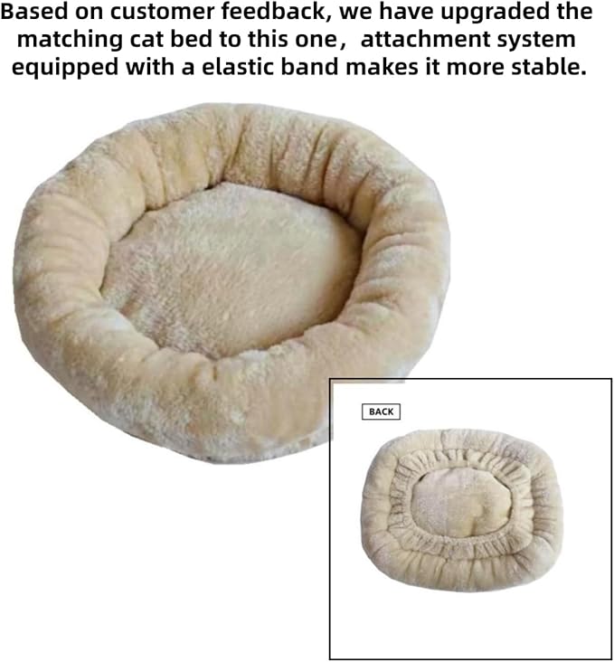SHENGOCASE Modern Natural Wood Cute Multifunctional Cat Tree Tower Small, Large Top Perch Bed, Sisal Scratching Post, Tilted Angled Ramp Scratcher, Climbing Rope Toy