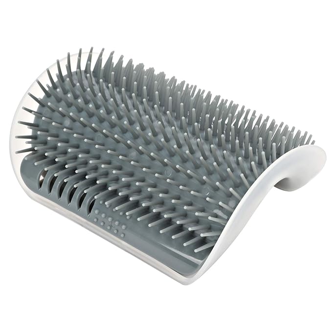 Cat Self Groomer Massage Comb, Soft Plastic Brush for Wall or Corner Mount, 5x3.3 Inch - Durable Hair Removal, Easy Cleaning, Comfortable Self - Grooming for Cats