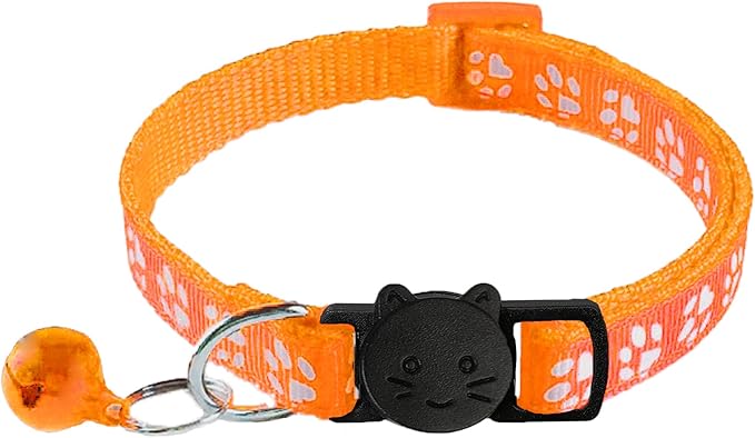 6 Pack Breakaway Cat Collar with Bells, Claw Print Design, Safety Buckle Kitten Collars, 0.4 Inches Width Lightweight, Adjustable 7.5-12.5 Inches Suitable for Girl Boy Cats