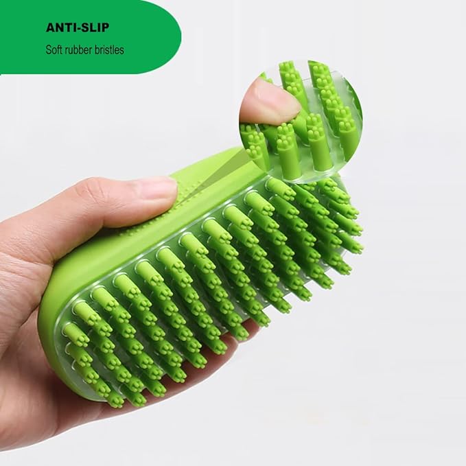 Rubber Curry Brush for Dog & Cat, Soft Curry Comb with Removable Screen, Pet Silicone Brush for Short & Long Hair, Use Wet as Bath Scrubber or Dry for Grooming