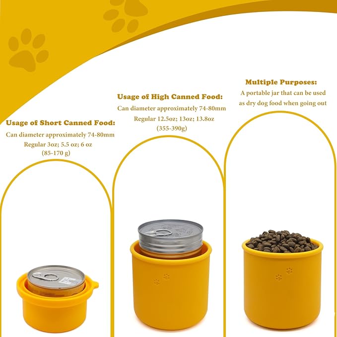 DORUI Original Canned Dog Food Storage Container | Silicone Can Cover Pet Food Sealer | BPA Free, Airtight, Dishwasher & Freezer Safe (2 Pcs Orange)