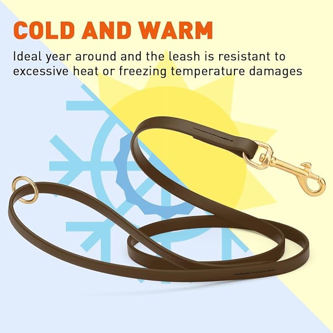 Viper Biothane K9 Working Dog Leash Waterproof Lead for Tracking Training Schutzhund Odor-Proof Long Line with Solid Brass Snap for Puppy Medium and Large Dogs 6ft, Dark Chocolate Brown