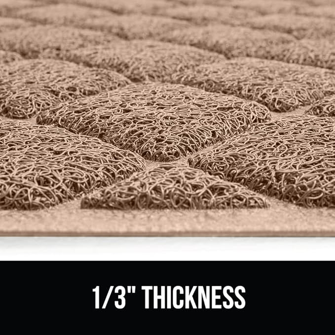 GORILLA GRIP Cat Litter Box Mat, 35x23, Water Resistant, US Designed Kitty Litter Trapping Mats, Easy to Clean, Scatter Control, Less Mess and Clean Floors, Kitten Supplies for Indoor Cats, Beige