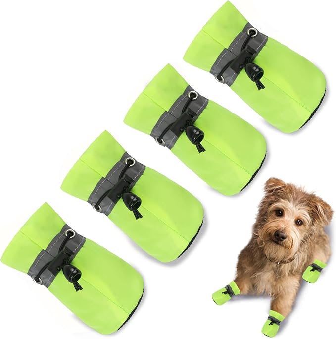 Dog Shoes Dog Boots & Paw Protector fot Hot Pavement, Anti-Slip Sole Summer Dog Booties with Reflective Straps for Small Medium Dogs 4PCS Light Green 6