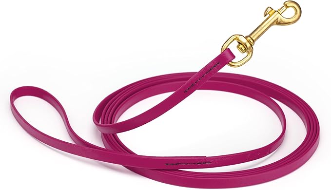 Viper Biothane K9 Working Dog Leash Waterproof Lead for Tracking Training Schutzhund Odor-Proof Long Line with Solid Brass Snap for Puppy Medium and Large Dogs, 10ft Magenta Pink