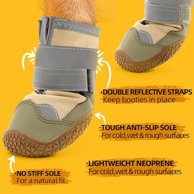 Dog Shoes for Small Dogs, Dog Boots & Paw Protectors for Hardwood Floors, Outdoor Dog Booties for Hot Pavement Winter Snow Hiking, Waterproof Dog Shoes with Reflective Strips Size 2